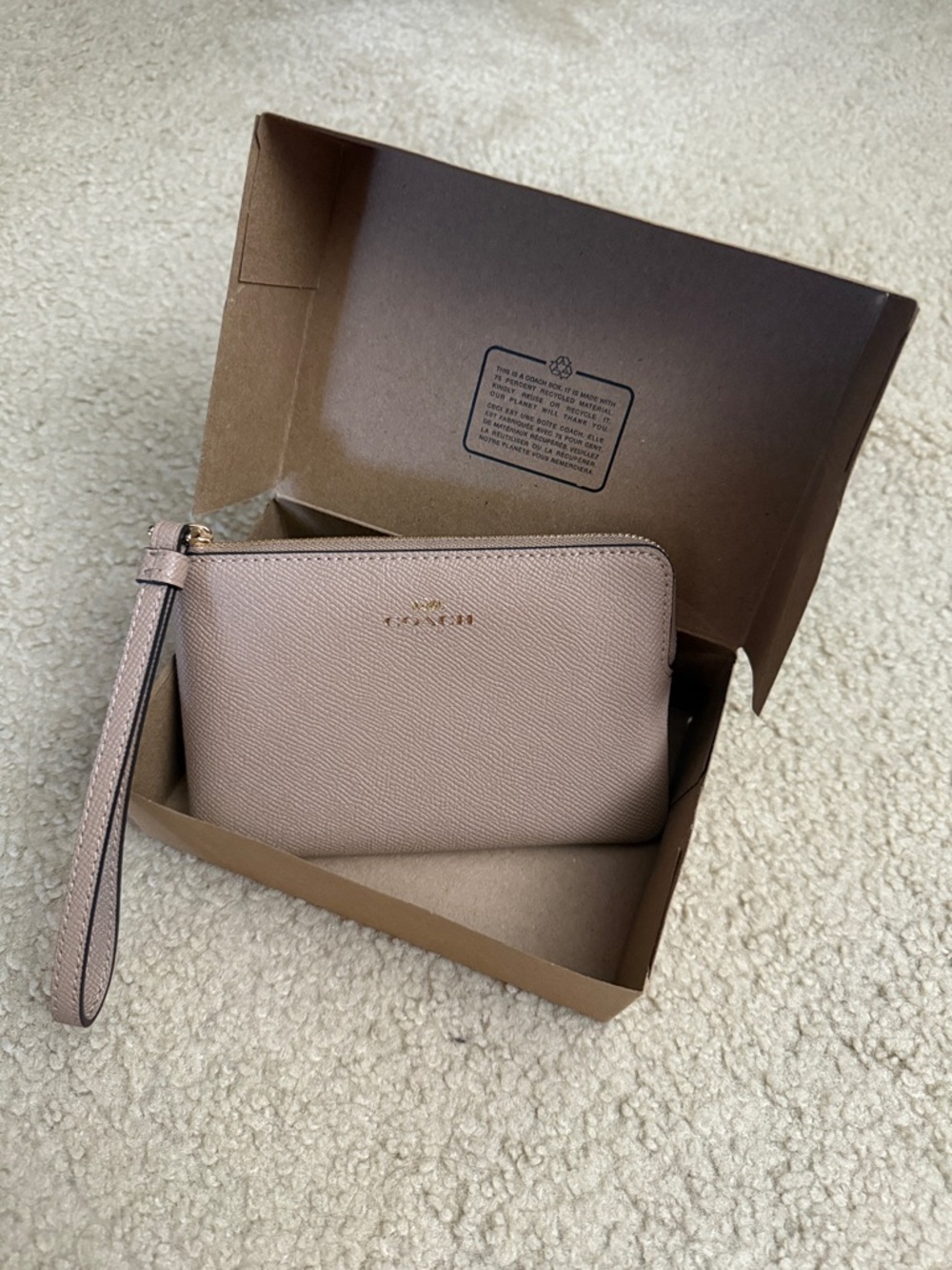 Coach Corner Zip Wristlet Wallet Gold / Taupe 50832 - NWT + Box - Picture 5 of 6
